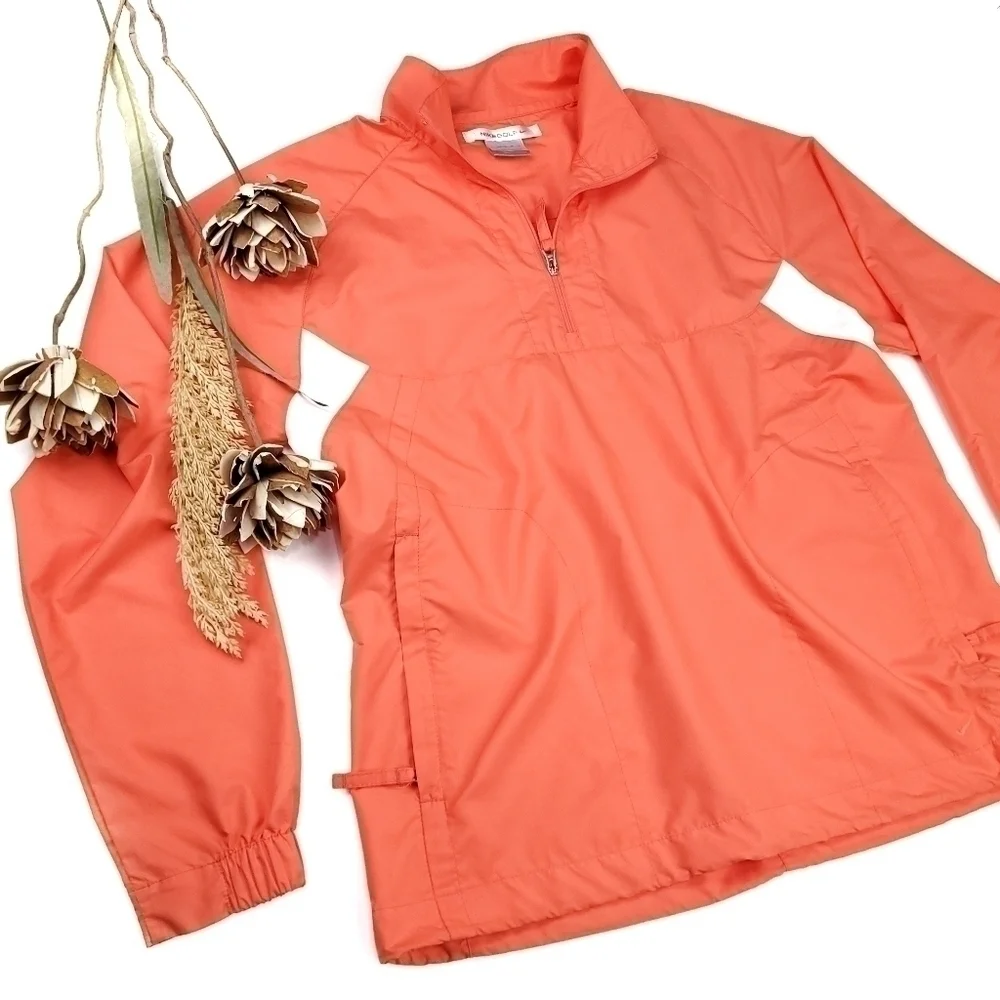 NIKE Golf Orange Wht Light Pullover Windbreaker M